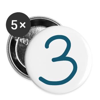 3 Number three number birthday - Buttons small 1''/25 mm (5-pack) - white - Front
