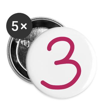 3 Numéro trois numéro anniversaire - Lot de 5 petits badges (25 mm) - blanc - Devant