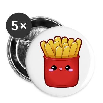 French fries fries fast food face frieze USA - Buttons small 1''/25 mm (5-pack) - white - Front