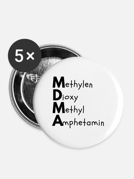 Methylendioxymethylamphetamin - Buttons klein 25 mm (5er Pack) - Weiß