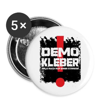 DEMO KLEBER. Bald auch auf Ihrer Strasse. Klima - Buttons klein 25 mm (5er Pack) - Weiß - Vorne