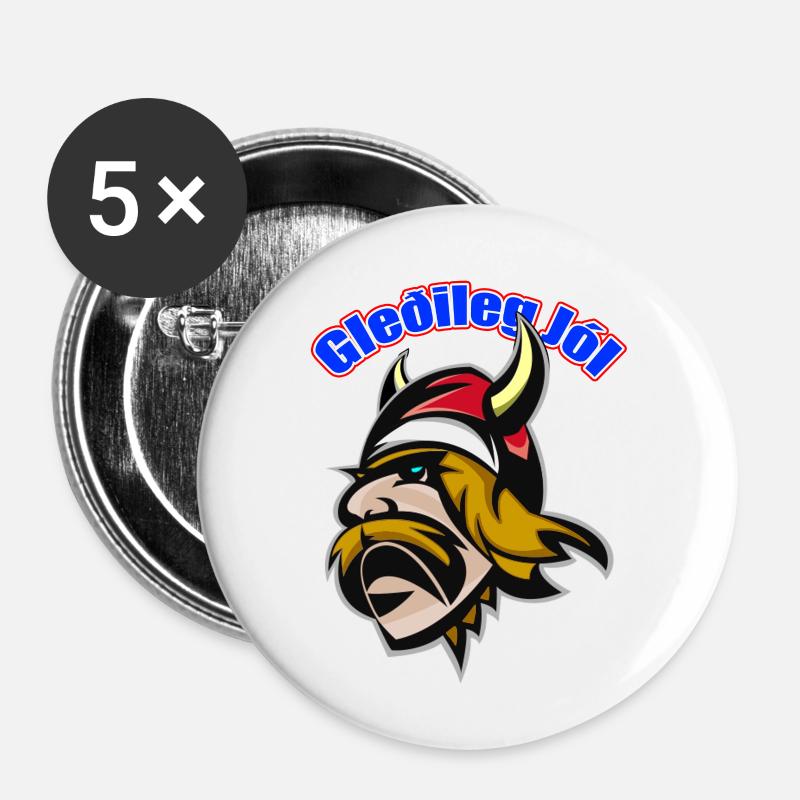 Gleðileg jól- Islande - Lot de 5 petits badges (25 mm) - blanc