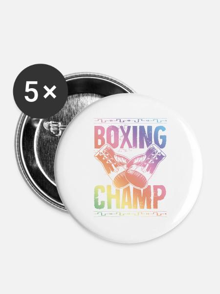 Boxing Champ - Buttons klein 25 mm (5er Pack) - Weiß
