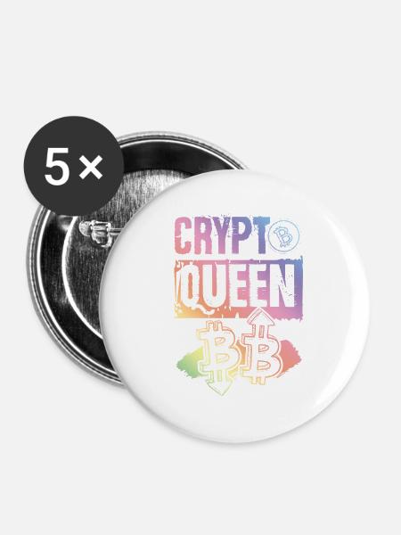 Crypto King - Buttons klein 25 mm (5er Pack) - Weiß