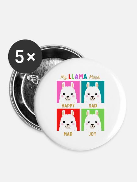 Meine Lama-Stimmung - Buttons klein 25 mm (5er Pack) - Weiß