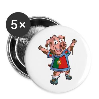 Fan Pig Portugal - Buttons small 1''/25 mm (5-pack) - white - Front