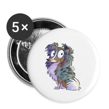 Shetland bleu merle tricolore - Lot de 5 petits badges (25 mm) - blanc - Devant