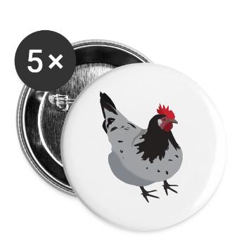 Huhn - Buttons klein 25 mm (5er Pack) - Weiß - Vorne