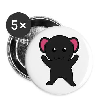 Petite souris noir - Lot de 5 petits badges (25 mm) - blanc - Devant