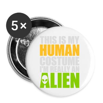 Citation extraterrestre de costume humain - Lot de 5 petits badges (25 mm) - blanc - Devant