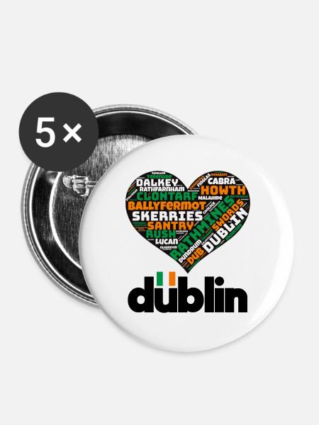 Dublin - Buttons klein 25 mm (5er Pack) - Weiß