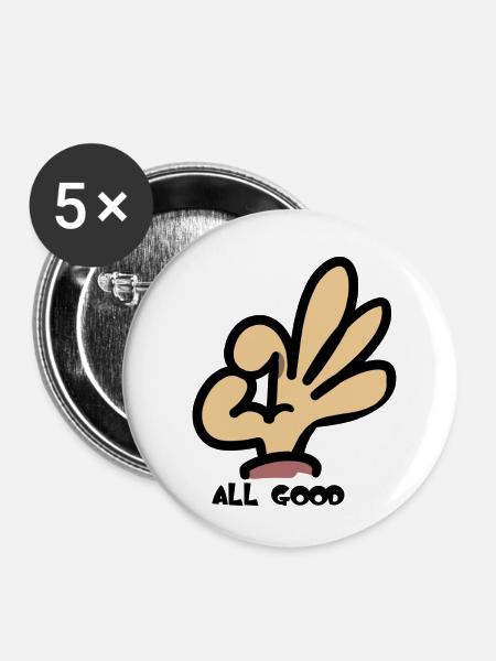 All Good Hand - Buttons klein 25 mm (5er Pack) - Weiß