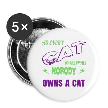 Idée cadeau affaires chat tshirts amoureux des animaux - Lot de 5 petits badges (25 mm) - blanc - Devant