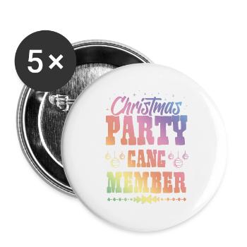 Membre du gang de la fête de Noël - Lot de 5 petits badges (25 mm) - blanc - Devant