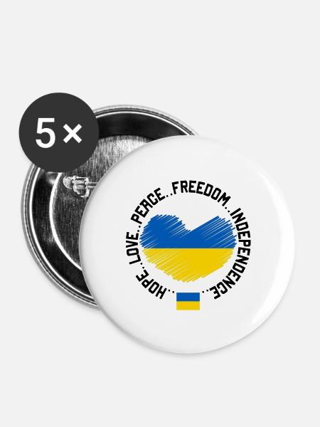 Ukraine - Buttons klein 25 mm (5er Pack) - Weiß