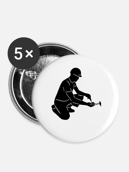 Elektriker - Buttons klein 25 mm (5er Pack) - Weiß