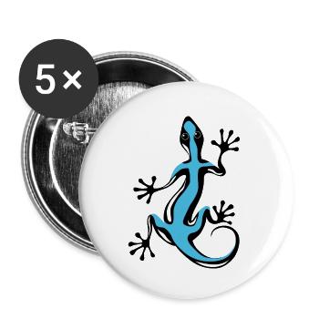Blauer Gecko - Buttons klein 25 mm (5er Pack) - Weiß - Vorne