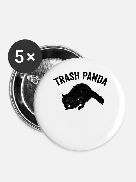 Lustiger Waschbär-Müll-Panda - Buttons klein 25 mm (5er Pack) - Weiß