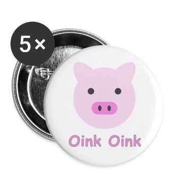Oink Oink Schwein - Buttons klein 25 mm (5er Pack) - Weiß - Vorne