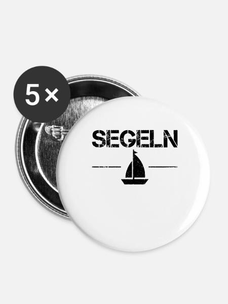 Segeln - Buttons klein 25 mm (5er Pack) - Weiß