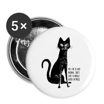 My Cat is good actress - Buttons small 1''/25 mm (5-pack) - white - Front