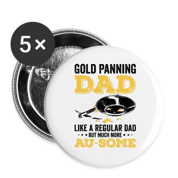 Lustige Goldwäscher Goldsucher Goldgräber Bagger - Buttons klein 25 mm (5er Pack) - Weiß - Vorne
