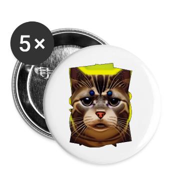 Cat face - Buttons small 1''/25 mm (5-pack) - white - Front