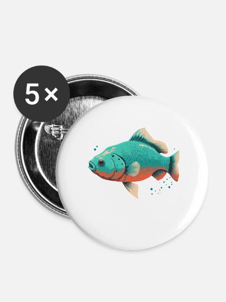 Salzwasserfisch - Buttons klein 25 mm (5er Pack) - Weiß
