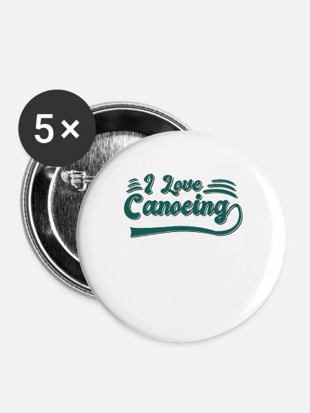 Ich liebe Kanusport - Buttons klein 25 mm (5er Pack) - Weiß