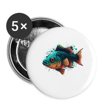 Poissons sauvages - Lot de 5 petits badges (25 mm) - blanc - Devant