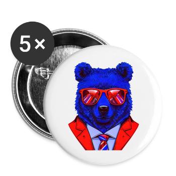 cool boss bear with sunglasses on - Buttons klein 25 mm (5er Pack) - Weiß - Vorne
