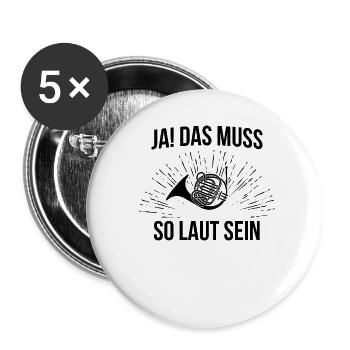 Waldhorn Waldhornspieler Waldhornist - Buttons klein 25 mm (5er Pack) - Weiß - Vorne