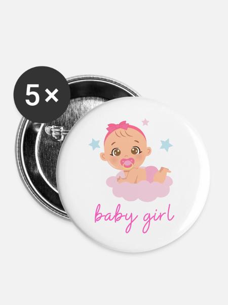 Kleines Mädchen - Buttons klein 25 mm (5er Pack) - Weiß