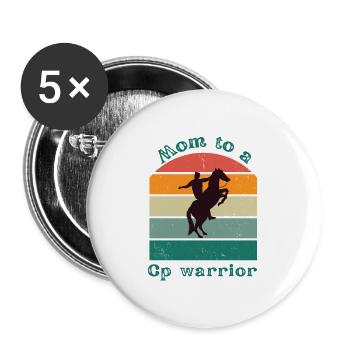 Mom to a cp-warrior - Buttons small 1''/25 mm (5-pack) - white - Front