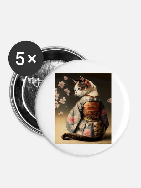 Chatmurai 10 - Buttons klein 25 mm (5er Pack) - Weiß
