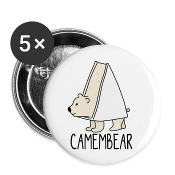 Camembear contre camembert - Lot de 5 petits badges (25 mm) - blanc - Devant