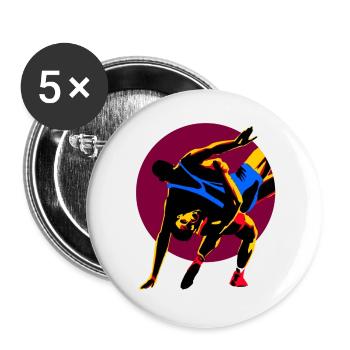 Lutte - Lot de 5 petits badges (25 mm) - blanc - Devant