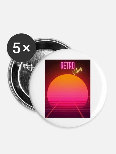 RETRO-VIBES - Buttons klein 25 mm (5er Pack) - Weiß