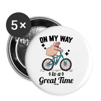 Fahrradtour Schaf Lamm Kind Baby - Buttons klein 25 mm (5er Pack) - Weiß - Vorne