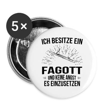 Fagott Fagottspieler Fagottist - Buttons klein 25 mm (5er Pack) - Weiß - Vorne