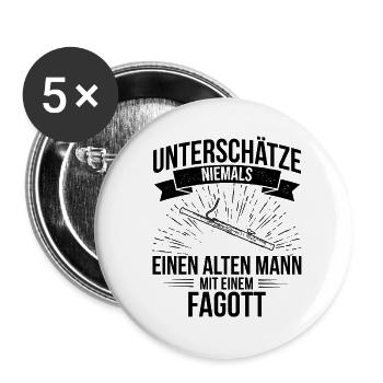 Fagott Fagottspieler Fagottist - Buttons klein 25 mm (5er Pack) - Weiß - Vorne