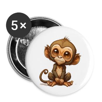 cute monkey - Buttons klein 25 mm (5er Pack) - Weiß - Vorne