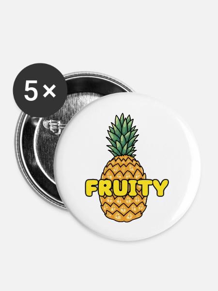 FRUITY ANANAS - Buttons klein 25 mm (5er Pack) - Weiß