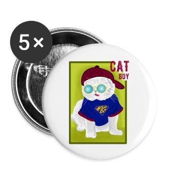 Katze - Buttons klein 25 mm (5er Pack) - Weiß - Vorne