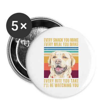 BEOBACHTEN VON RETRIEVER - Buttons klein 25 mm (5er Pack) - Weiß - Vorne