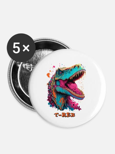 T-Rex - Buttons klein 25 mm (5er Pack) - Weiß