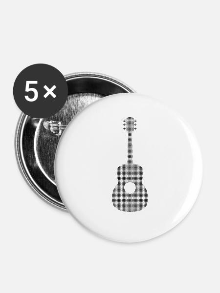 Gitarre - Buttons klein 25 mm (5er Pack) - Weiß