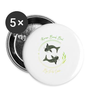 Karma Beach fishes yellow green - Buttons small 1''/25 mm (5-pack) - white - Front