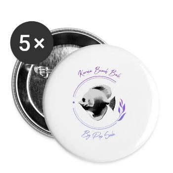 Karma Beach Tang fish purple - Buttons small 1''/25 mm (5-pack) - white - Front