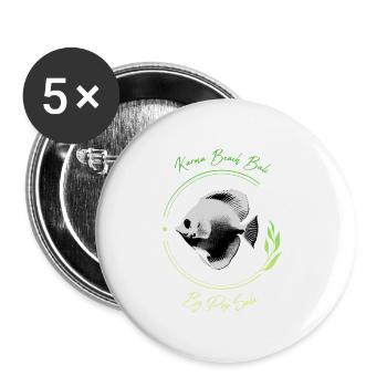 Karma Beach Tang fish green yellow - Buttons small 1''/25 mm (5-pack) - white - Front